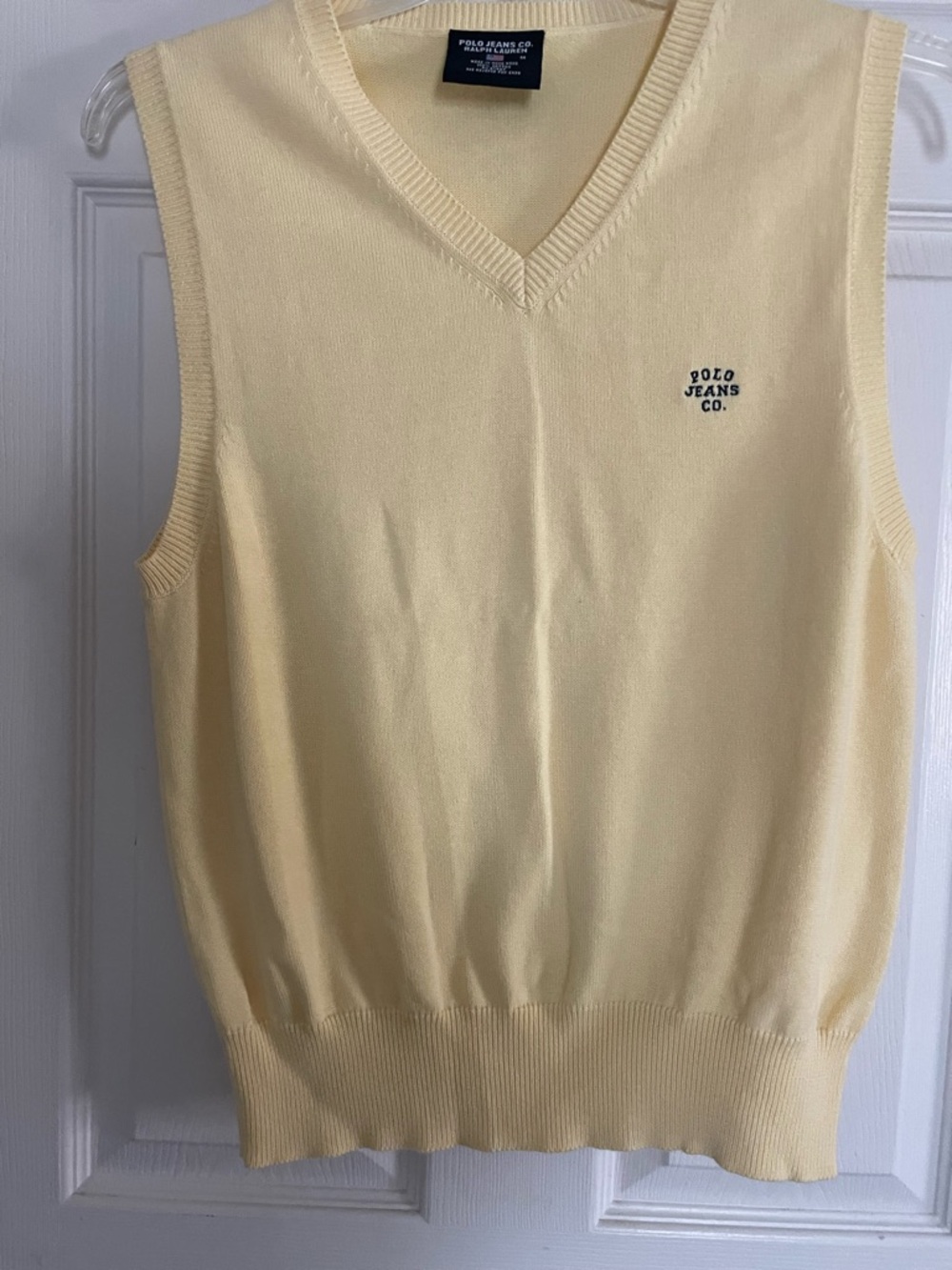 Ralph Lauren Pale‎ Yellow V-Neck Sweater Vest Size Medium
